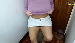 Cheating sexy wife dances sensually rubbing big tits hairy pussy for lover