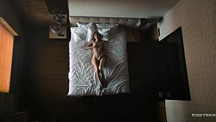 Skinny milf with small natural tits masturbates to intense orgasm on bed