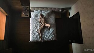 Skinny milf with small natural tits masturbates to intense orgasm on bed