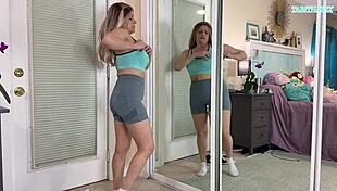 curvy milf slips into tight leggings for steamy gym try-on session tabithaxxx