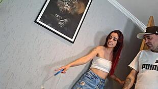 i spot that massive erection on my client and crave his fat cock pounding my latina pussy
