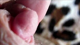 closeup view of big clit pulsing through intense homemade orgasm