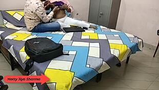Jiya Sharma moans loud as boyfriend pounds her tight pussy in hostel room with dirty talk