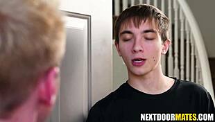 young twink sneaks into office and seduces stepdad's colleague for bareback fuck at work