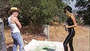 Classic cougar in black gets deepthroat doggystyle facial pounding