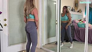 curvy milf slips into tight leggings for steamy gym try-on session tabithaxxx