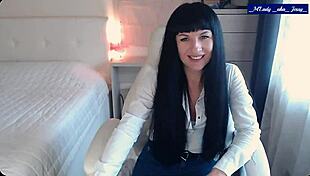 Mlady jessy jeans strip teases perky tits clit fingering