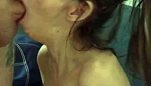 Skinny slut yanked by ponytail kneels for brutal facefuck slap and rough ride