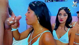 why do slutty stepsisters team up for deepthroat surprise on stepdad's monster cock?