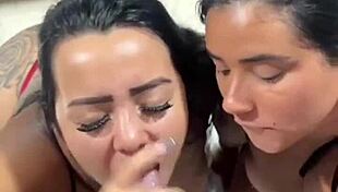 two fat brazilian wives suck huge cock for cuck hubby