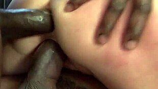 slender blonde anally rides huge toy into black dp gangbang