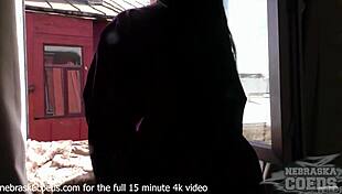 hot 18yo milania fingers wet pussy and gropes natural tits at open window while smoking and moaning!