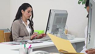 Japanese milf secretary seduces boss for cumshot facial swallow in nylon office taboo!!