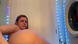 Teen BBW fists gaping asshole hard on homemade webcam show