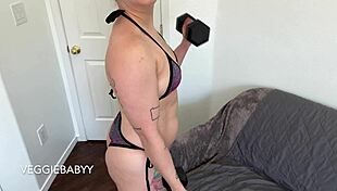 Upper body bikini workout flexing posing heavy panting mommy vibes