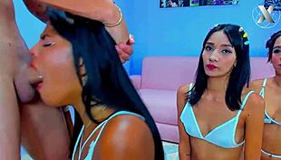 why do slutty stepsisters team up for deepthroat surprise on stepdad's monster cock?