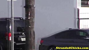 Amateur pierced tattooed hitchhiker teen gets car fucked and cumshot