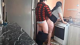 Stepdad Sneaks Kitchen Fuck with Horny Stepdaughter While Family Ignores