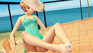 okumura's beach footjob teases bare soles perfectly