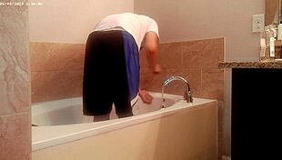 Watch Her Scrub That Bathroom Spotless During House Chores!