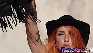 😍 petite redhead ana almeida strips slow showing off tats and shaved bits 🔥