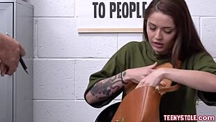 Tattooed redhead vanessa vega shoplifts then gets banged hard by cop
