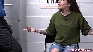 Tattooed redhead vanessa vega shoplifts then gets banged hard by cop