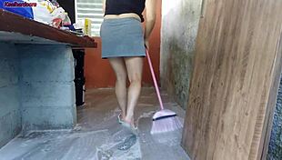 Boss, your hot curvy brazilian maid just grabbed my cock and rode it hard in the house!