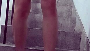 shemale ting xuan anal dildo vibrator masturbation miniskirt outdoor stairwell assfucking toys