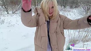 our amateur milf couple shares homey holiday snow sex video
