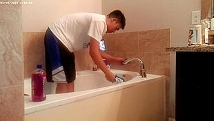 Watch Her Scrub That Bathroom Spotless During House Chores!