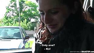 busty hitchhiker teen Veronika takes hardcore outdoor public fuck