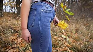 milf, show me that amazing ass in tight blue jeans outdoors during massage?