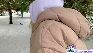 our amateur milf couple shares homey holiday snow sex video