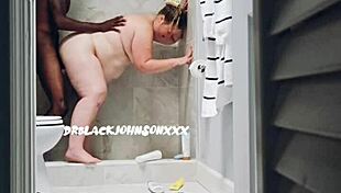 plump milf cheats with bbc creampie in shower and bed
