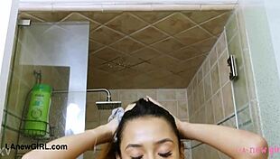 Sweet Asian Petite Takes Steamy Shower Interview with Daddy on Sofa