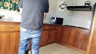 hey babe want to watch me bend over for quick doggystyle in kitchen? shaved pussy gets pounded standing