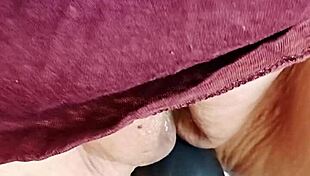Mature wife flashes huge shaved pussy lips cameltoe