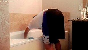 Watch Her Scrub That Bathroom Spotless During House Chores!