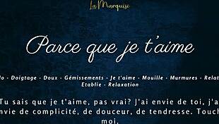 French Solo Girl Whispers Loving Words in Sensual Masturbation