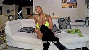 ebony milf's natural tits bounce in bwc couch casting drill