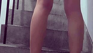 shemale ting xuan anal dildo vibrator masturbation miniskirt outdoor stairwell assfucking toys