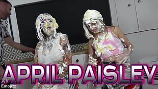 British milf pornstar plays creampie trivia with fetish food fun