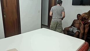 behind the scenes with slutty housewife Sol Di Luna double penetrated by two guys for cuckold husband