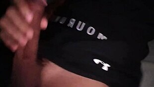 Hot guy jerks massive cock in tight workout clothes moaning loud intense bed masturbation!