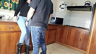 hey babe want to watch me bend over for quick doggystyle in kitchen? shaved pussy gets pounded standing