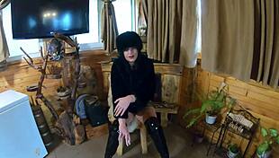 Watch this smoking milf housewife teases with dirty talk then deep blowjob cum on fur coat hat