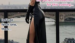 A night in paris with leather gloves and dress