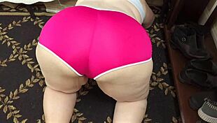 Camera Man Jerks Cum Accident On Bubble Butt Chubby BBW Milf Leggings Workout