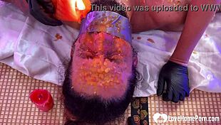 punishing my filthy husband with scalding wax all over his body